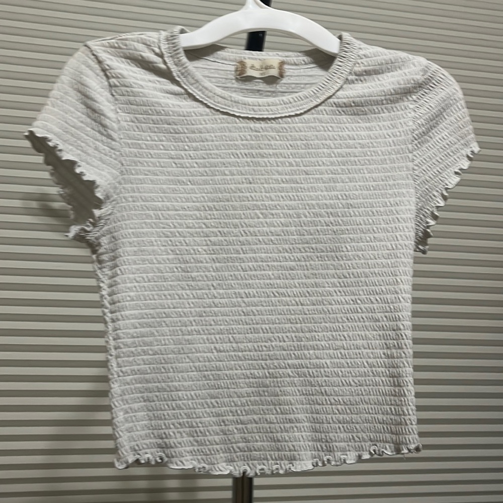 Altard State No Damages White Slightly Cropped Tee Ribbed/Textured XS Women’s